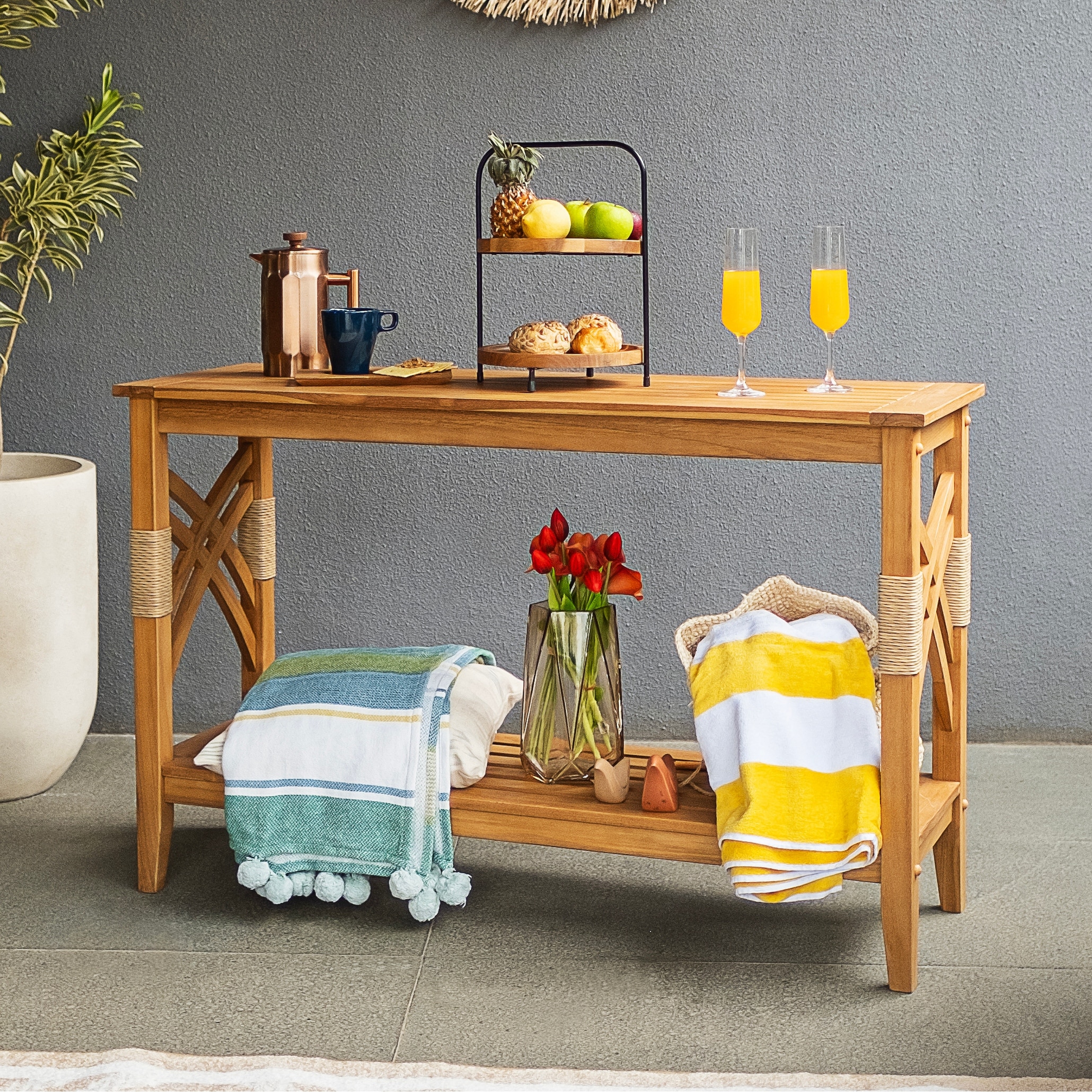Cambridge Casual Carmel Teak Outdoor Console Table