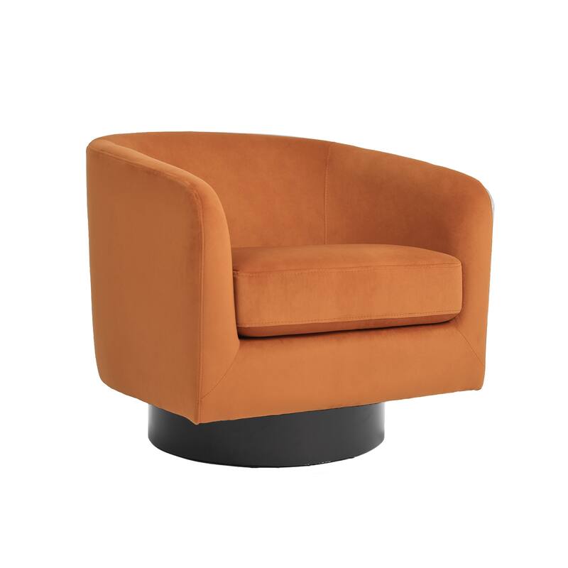 360-Degree Swivel Round Barrel Velvet Armchair Accent Chairs