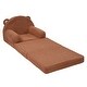 preview thumbnail 10 of 8, Brown Velvet Kids Sofa Chair, Foldable, Soft and Easy to Clean - 44.88” L x 19.69” W x 14.17” H