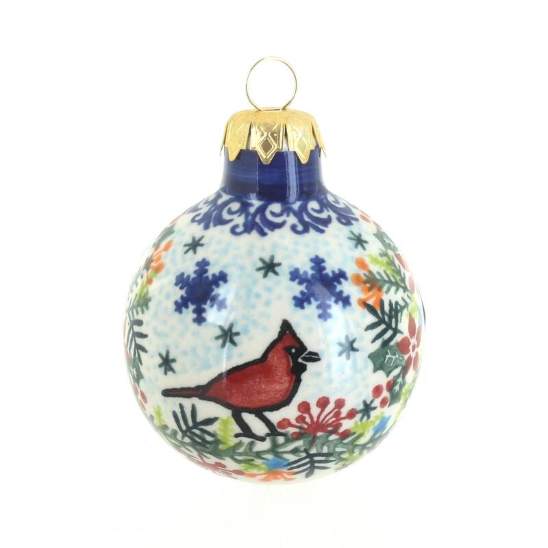 Blue Rose Polish Pottery Vena Small Christmas Ball