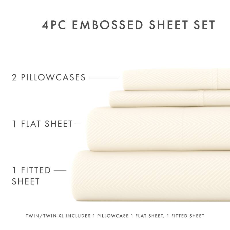 Soft Essentials Embossed Chevron Design 4-piece Deep Pocket Bed Sheet Set