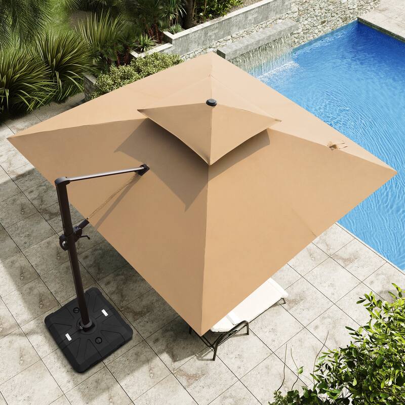 11 x 11 FT Outdoor 360 Degrees Rotation Patio Cantilever Umbrella with Base