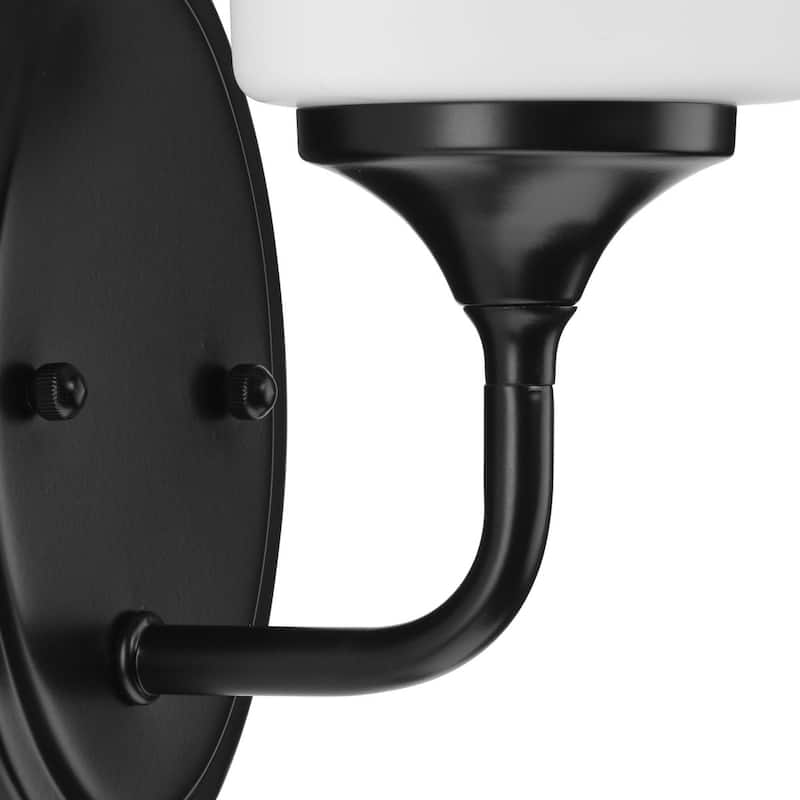 Lynzie Collection One-Light Matte Black Etched Opal Glass Modern Bath Vanity Light - 5.25 in x 5.625 in x 10.5 in