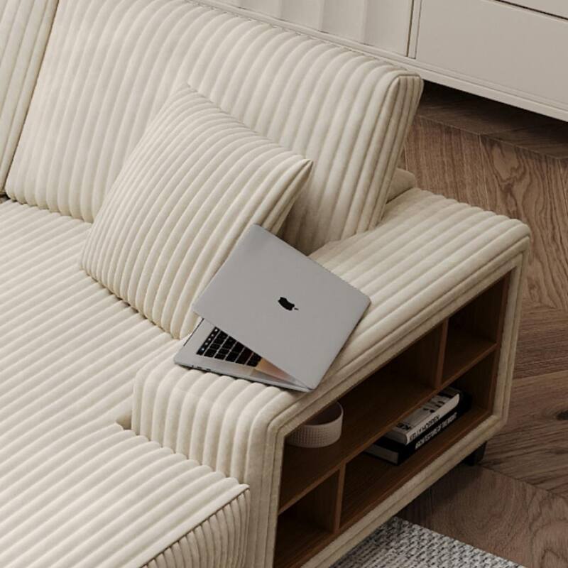 79.5" Modern Corduroy Convertible Sectional Sofa Sleeper Sofa Chair for Living Room