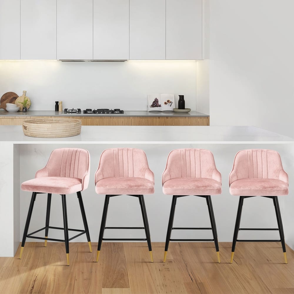 Modern Velvet Upholstered Swivel Counter/ Bar Stools Set of 2/4