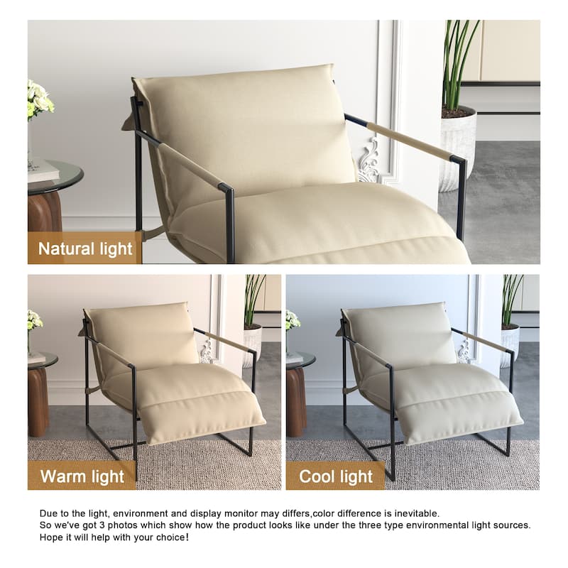 Fabric Armchair Metal Framed Sling Accent Chair