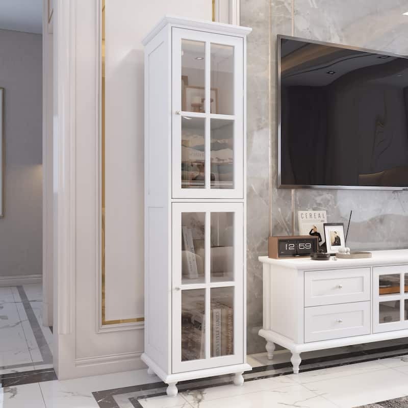 Cabinet Duo Entertainment Center Premium Tempered Glass Display Cabinet - 70.9"Wx21.5"H