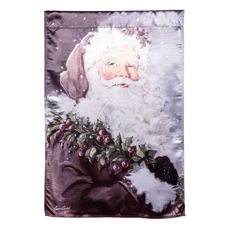 29 in. x 43 in. Santa in the Winter Lustre House Flag - Multicolor