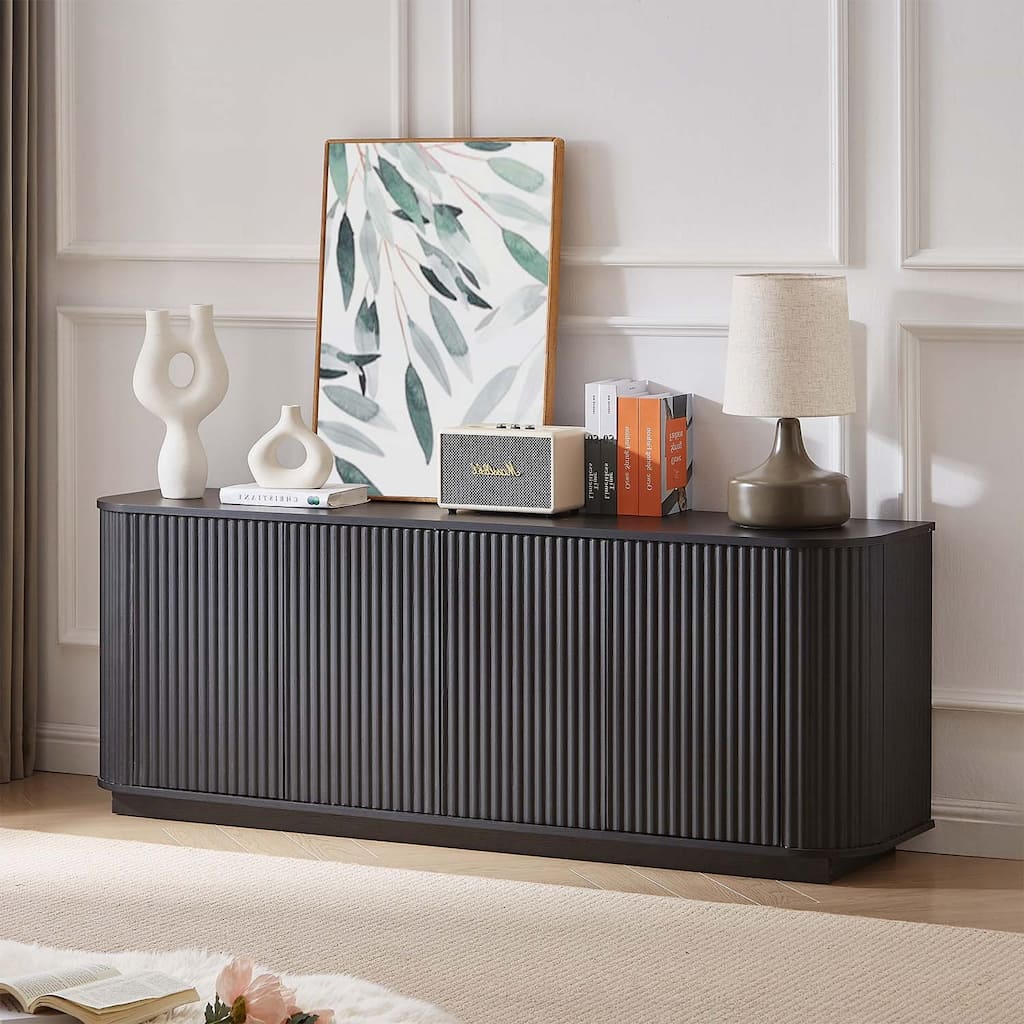 Wave Patterned Sideboard Storage Cabinet with Multi - functional Usage,for Various Rooms
