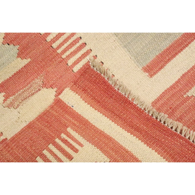 Hand Woven Oriental 100% Wool Carpet Southwestern Tribal Green Kilim Area Rug - 5' 9'' X 4' 2''