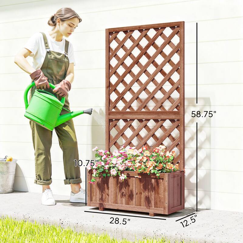 Outsunny Tall Planter Box with Trellis