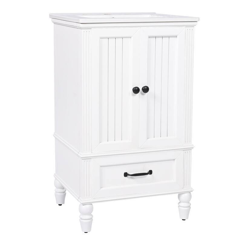 Roomfitters 20" Bathroom Vanity with Sink Cabinet with 2 Doors Drawer Adjustable Foot Pads and Magnetic Door Stopper