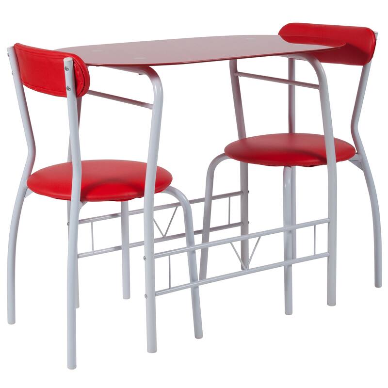 Sutton 3-piece Space-saver Bistro Set with Glass Top Table