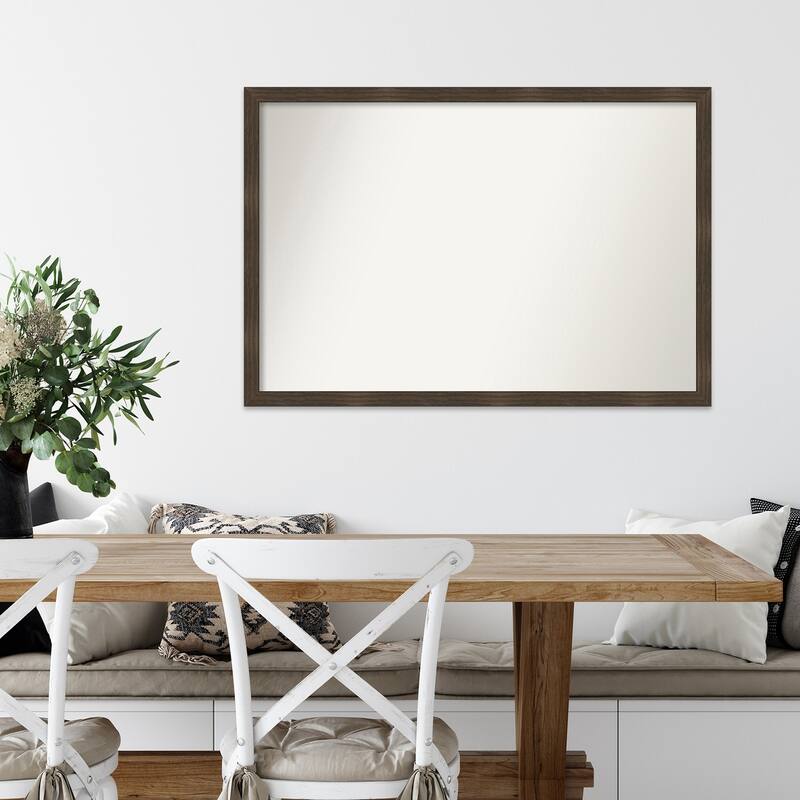 Woodgrain Stripe Non-Beveled Wood Framed Wall Mirror