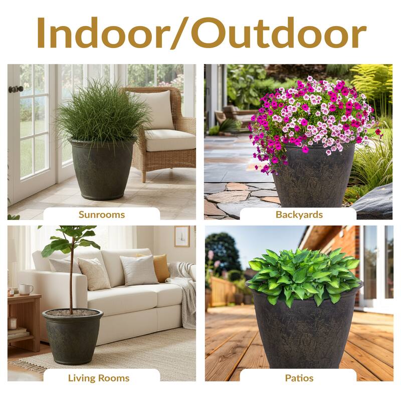 Sunnydaze Anjelica Outdoor Flower Pot Planter - Sable Finish - 24-Inch