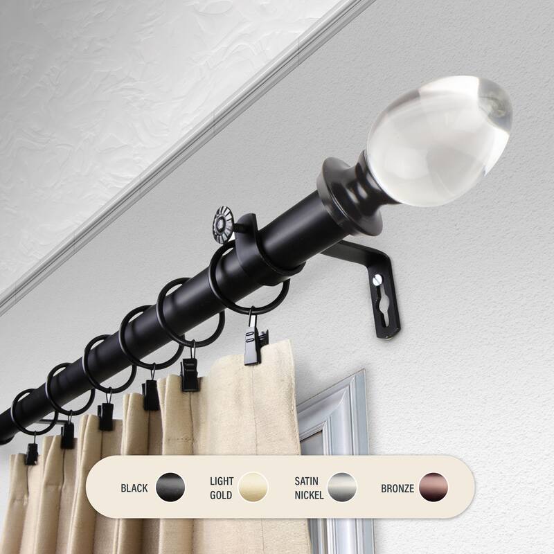 InStyleDesign Raldo 1 inch Diameter Adjustable Curtain Rod - 160 to 240 inches - Black