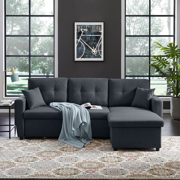 86.6 Reversible Square Arm Sofa Bed with Storage. Opens flyout.