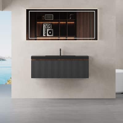 Wall Mounted Bathroom Vanity with Solid Surface Sink