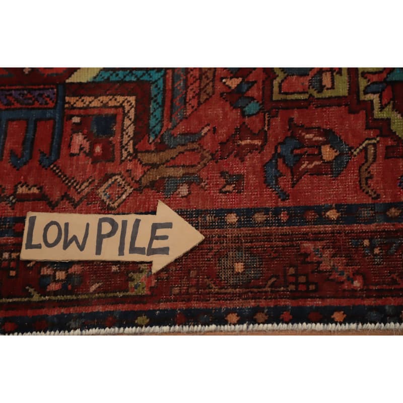 Hand Knotted Oriental 100% Wool Carpet Traditional Floral Oranges & Rust Heriz Runner Rug - 12' 8'' X 3' 3''