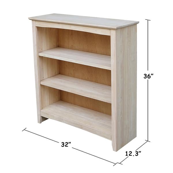 dimension image slide 4 of 7, Shaker Solid Wood Bookcase