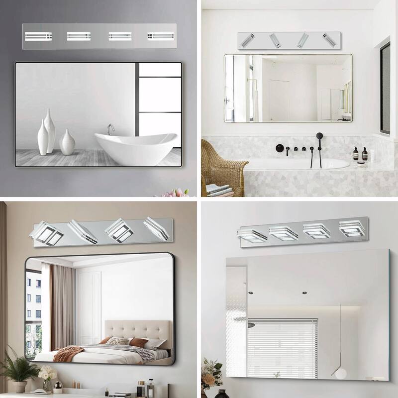 Modern 4-Light Acrylic Bathroom Vanity Lights Over Mirror