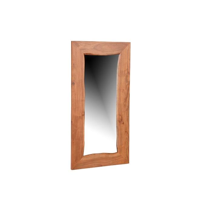 HomeRoots 24" Brown Solid Wood Live Edge Freestanding and Wall Mount Accent Mirror - 24.00 in. x 48.00 in. x 4.00 in.