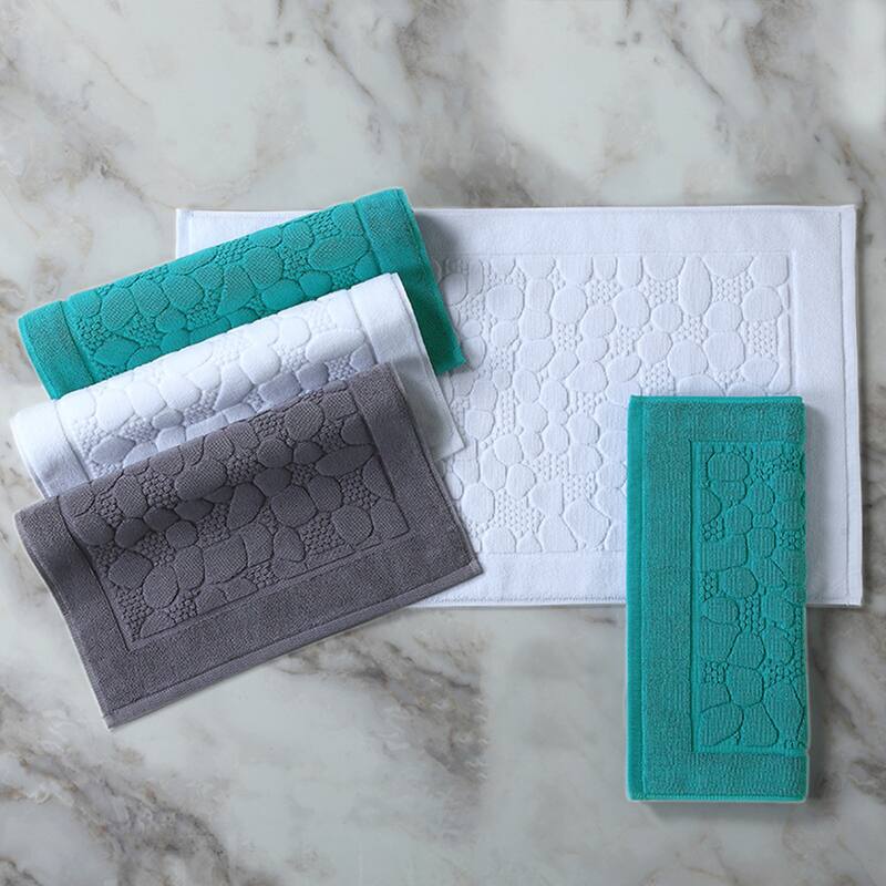 Reversible Cotton Mats Spa Style Bathroom Floor Rugs Thick Soft Water Absorbent Quick Dry Lightweight Shower Tub