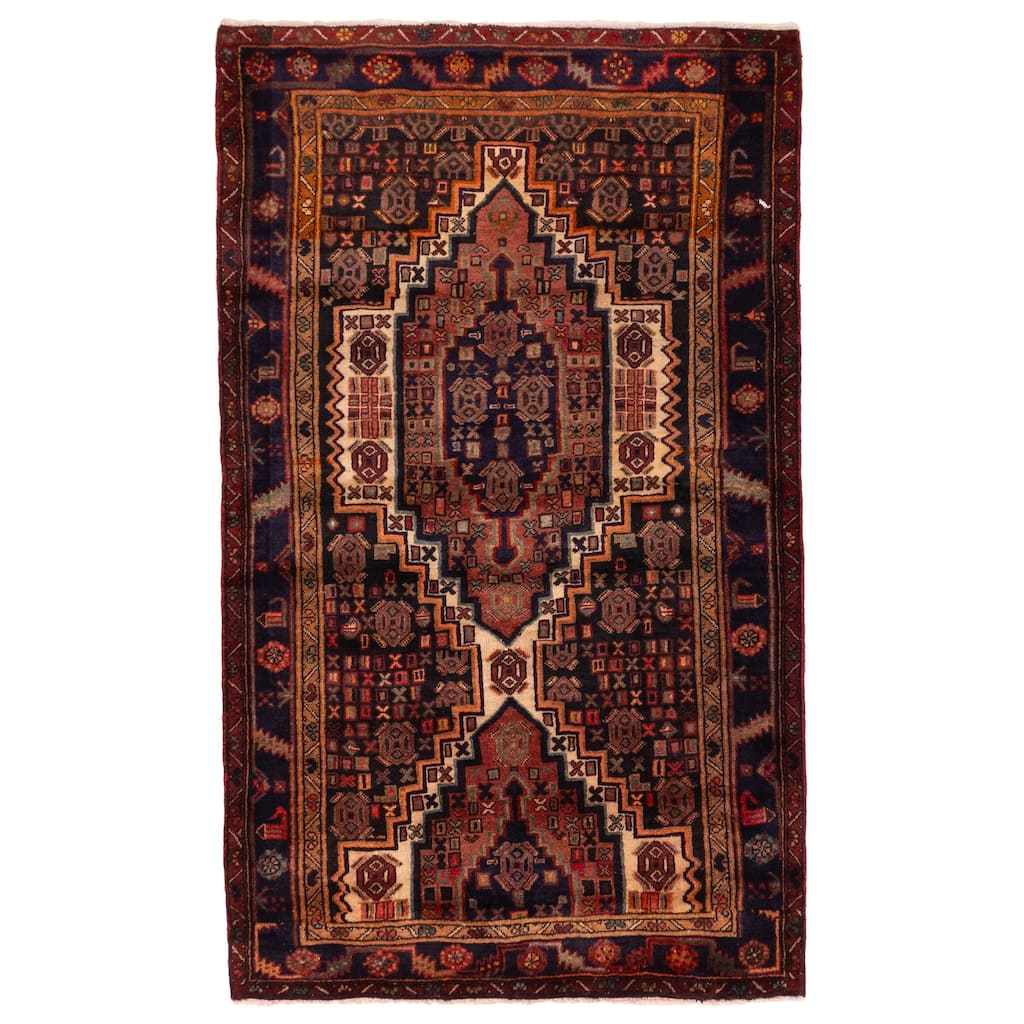 ECARPETGALLERY Hand-knotted Konya Anatolian Navy Wool Rug - 4'0 x 6'6