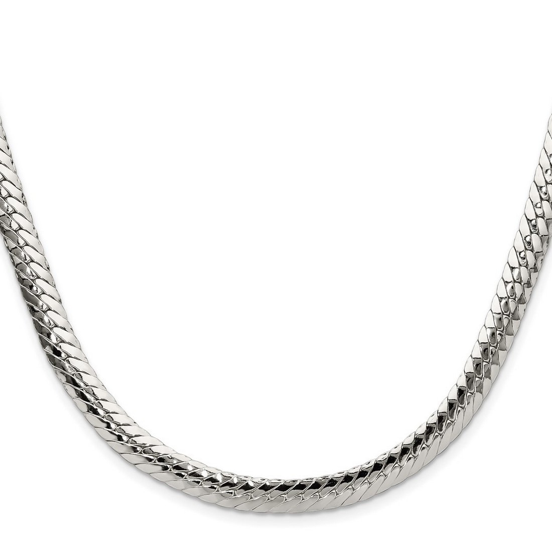 Curata 925 Sterling Silver 6.25mm Double Oval Flat Curb Chain Necklace