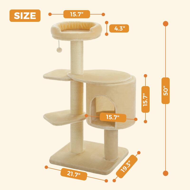 50" Large Cat Tree with 2 Tier Skirting Boards