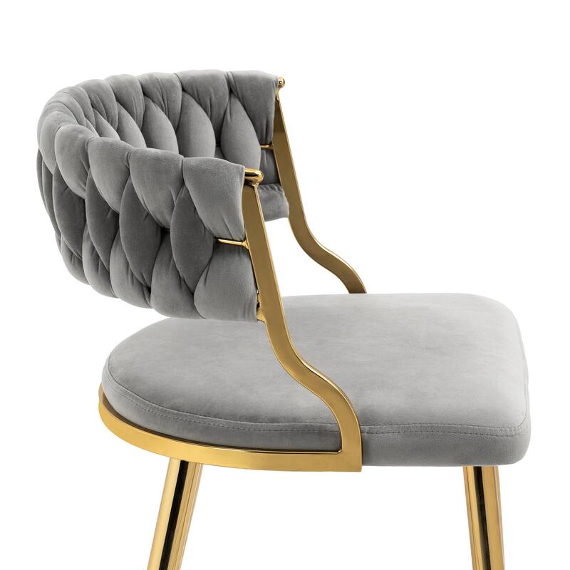 Set of 2 Velvet Dining Chair with Golden Metal Legs