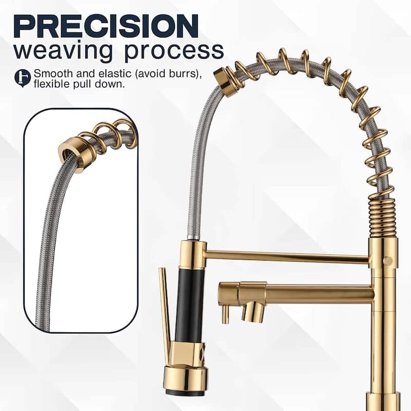 DORNBERG Gold Pull down Spray Swivel Kitchen Faucet and Pot Filler
