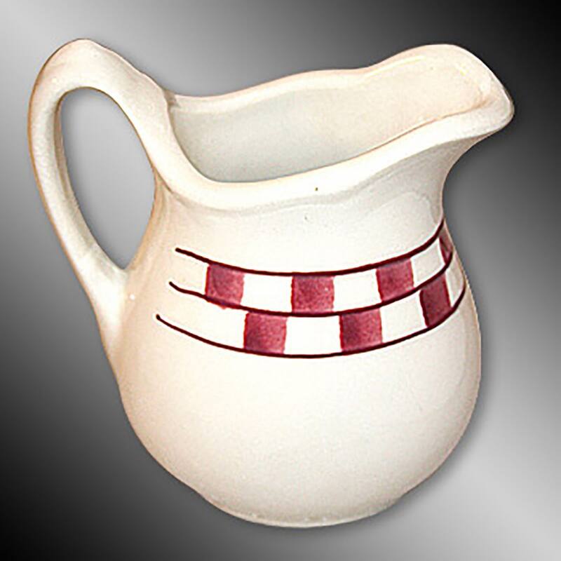 Creamer Red/White Checkmate Stoneware Creamer Handpainted Renovators Supply