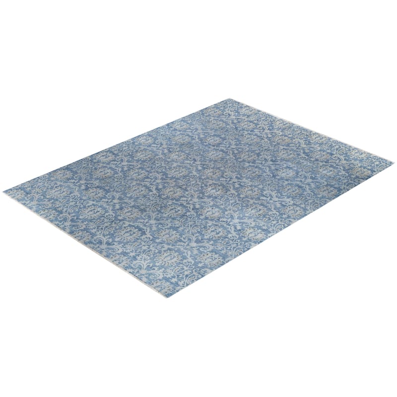 Ikat One-of-a-Kind Hand-Knotted Area Rug - Gray, 9' 1" x 11' 10" - 9' 1" x 11' 10"