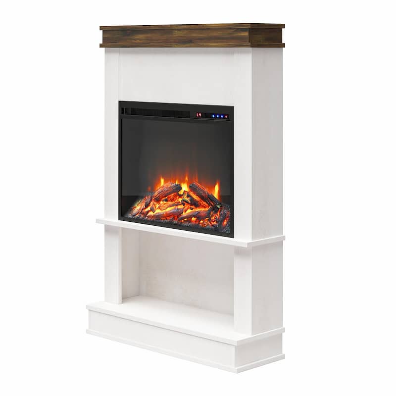 Ameriwood Home Melwood Electric Fireplace with Mantel & Open Shelf