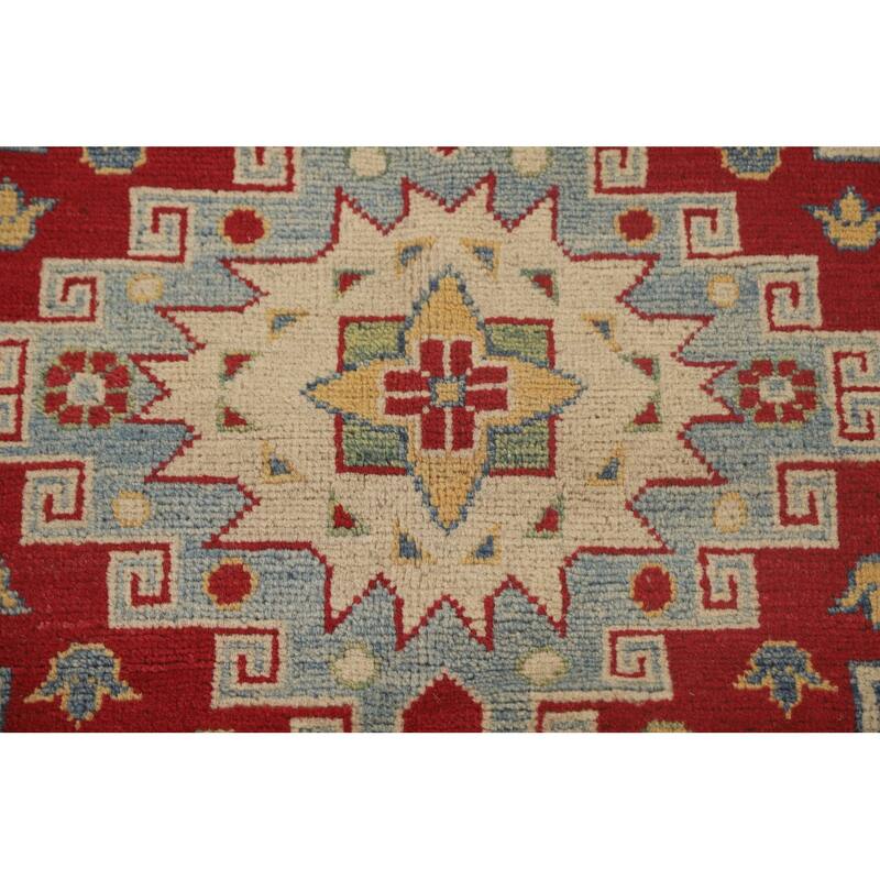 Geometric Kazak Area Rug Hand-Knotted Wool Carpet - 8'5"x 11'11"