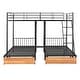 preview thumbnail 5 of 4, Black Full Over Twin & Twin Metal Triple Bunk Bed with Drawers, Guardrails, Convertible