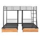 preview thumbnail 8 of 7, Full Over Twin & Twin Bunk Bed, Metal Triple Bunk Bed with Drawers and Guardrails, Black