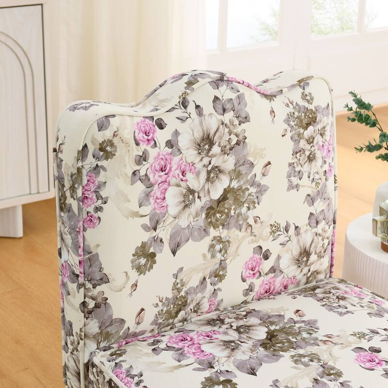 Upholstered Single Sofa Lounge Chair with Floral Pattern,Soft seat cushion and backrest,Armless Accent Chair