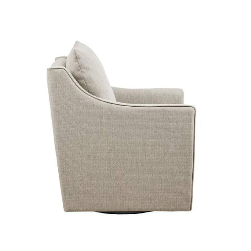 Roomfitters 360 Degree Swivel Accent Armchair, Martha Stewart Bedford Collection Upholstered Seating with Sloped Arms, Natural - Natural