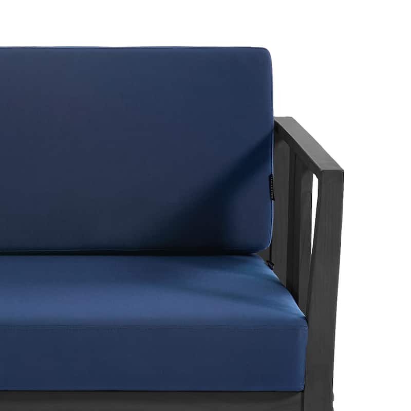 Casual Teak Wood Outdoor Patio Loveseat with Cushions