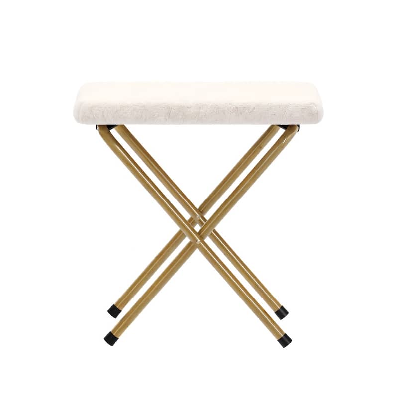Double Folding Synthetic Fur Saucer Chair with 2 Ottomans
