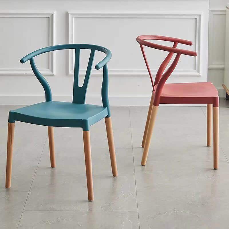 Porthos Home Lyra Plastic Dining Chairs with Beechwood Legs, Set of 2