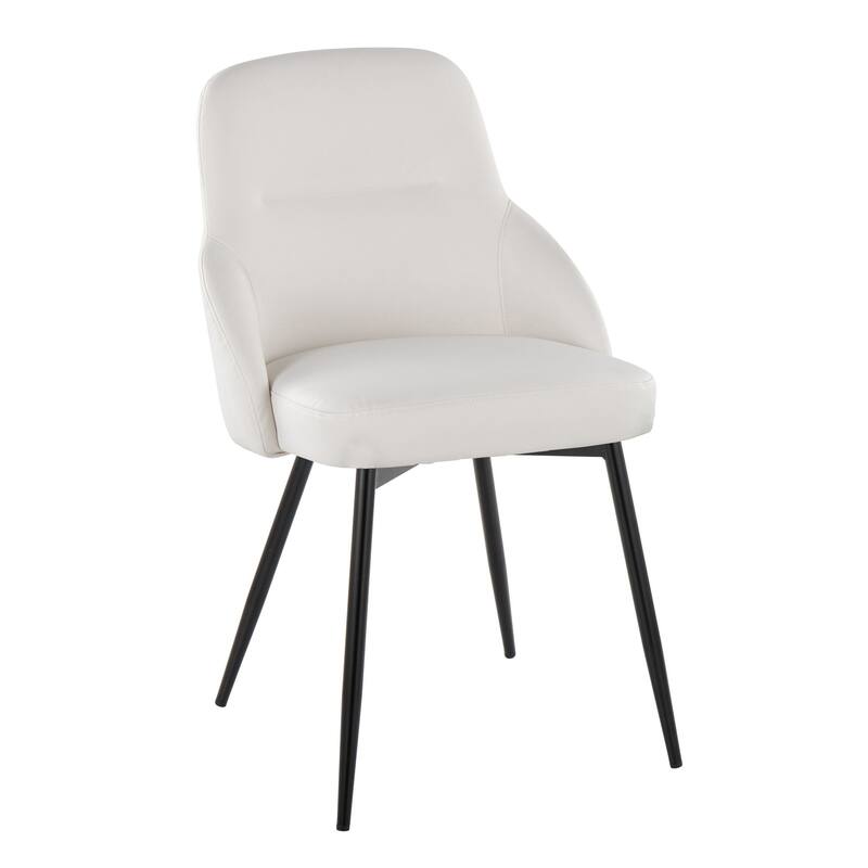 York Upholstered Contemporary Chair in Black Metal - Set of 2