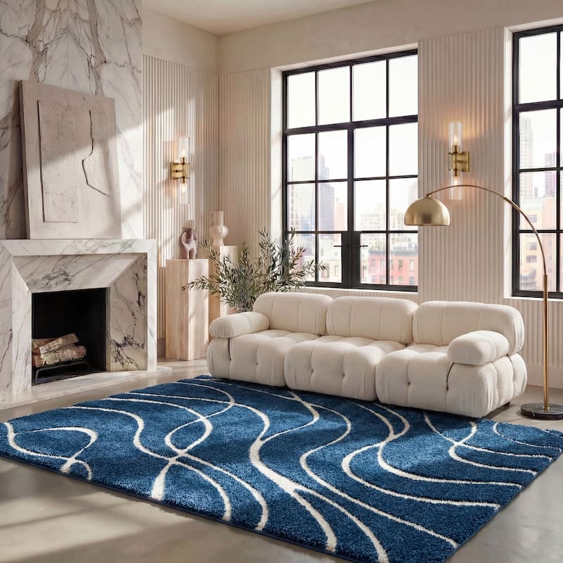 SAFAVIEH Florida Shag Staka Abstract Waves 1.2-inch Area Rug