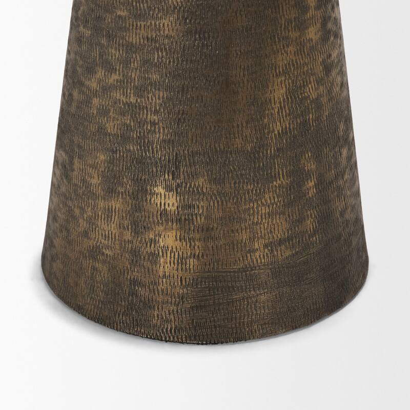 Odilia Large Textured Antiqued Gold Metal Geometric Pillar Candle Holder