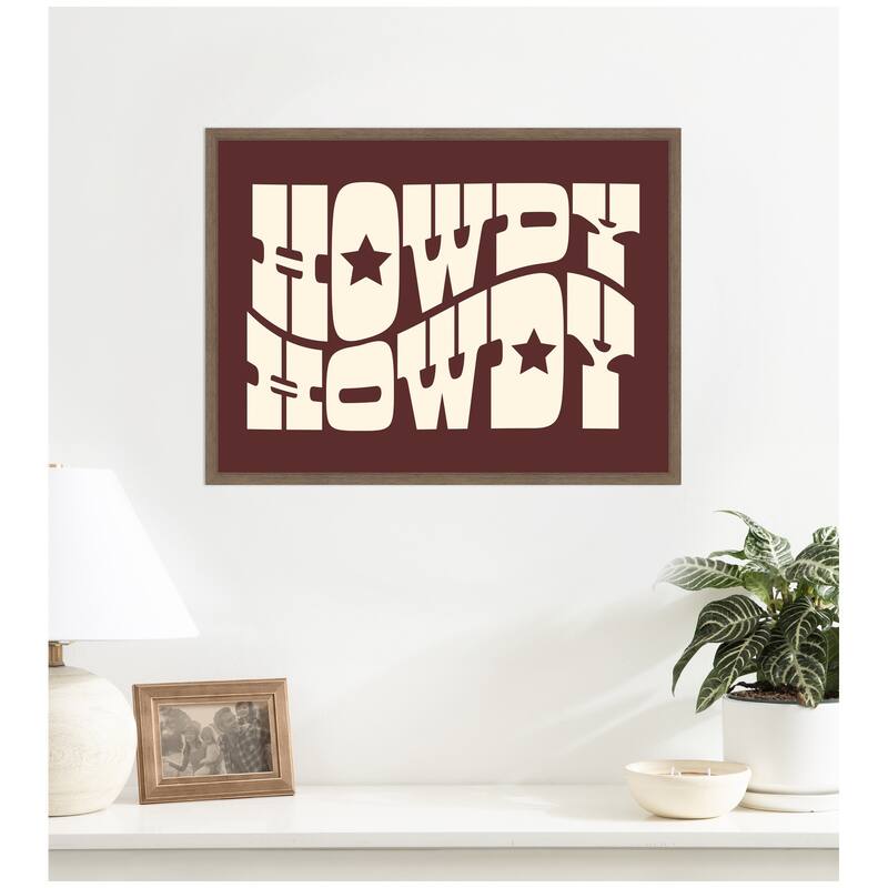 Kate and Laurel Howdy Burgundy (28x38in) by Honey Island Studio Framed Canvas Wall Art Print