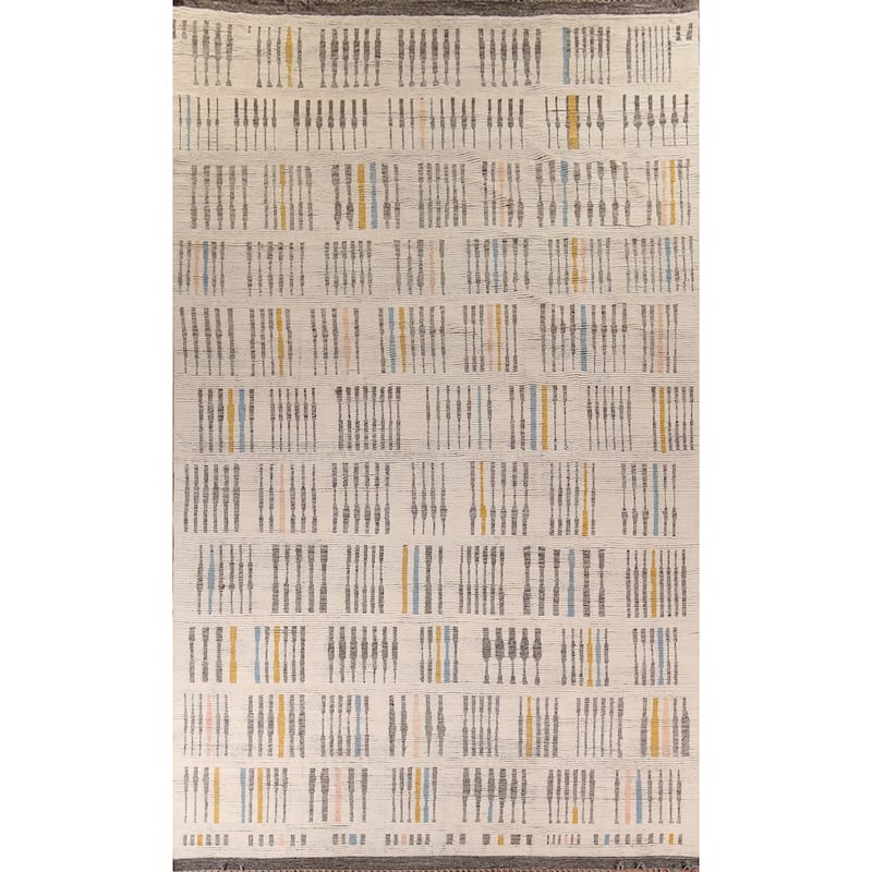 Earth Tone Moroccan Oriental Large Area Rug Hand-Knotted Wool Carpet - 11'6" x 18'4"