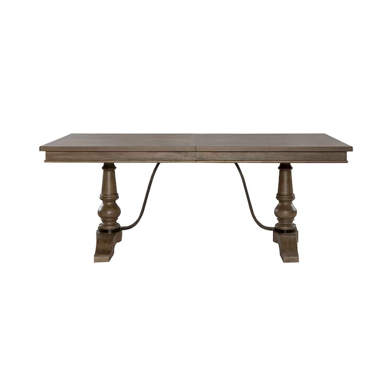 Americana Farmhouse Dusty Taupe Optional 7 Piece Trestle Table Set