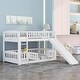 preview thumbnail 3 of 10, Twin Over Twin Low Bunk Bed with Fence and Ladder for Toddler Kids Teens
